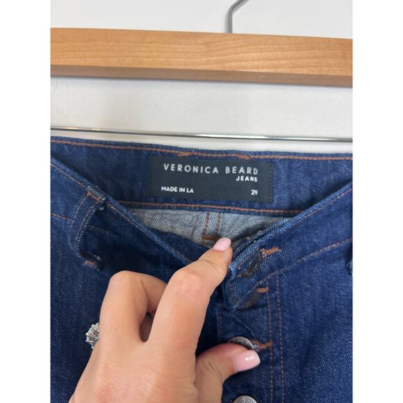 NEW Veronica Beard Grant Wide Leg High-Rise Cropped Denim Jeans Blue Size: 29 - Picture 4 of 8